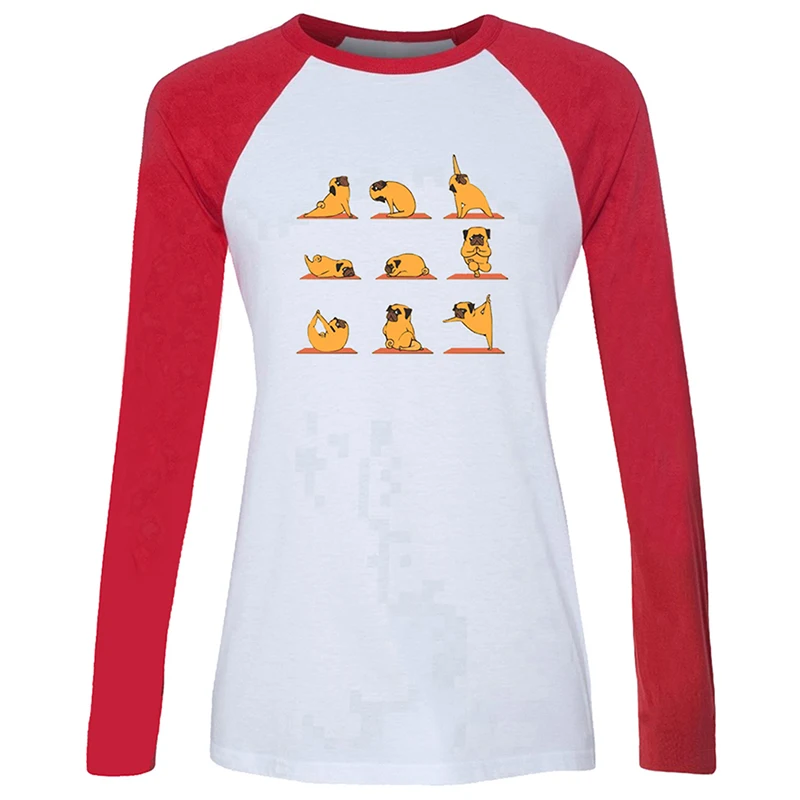 

Teen Wolf Scott McCall and stiles Pug Design Womens Ladies Printing T Shirt Graphic Tee Long Sleeve Cotton Tshirts