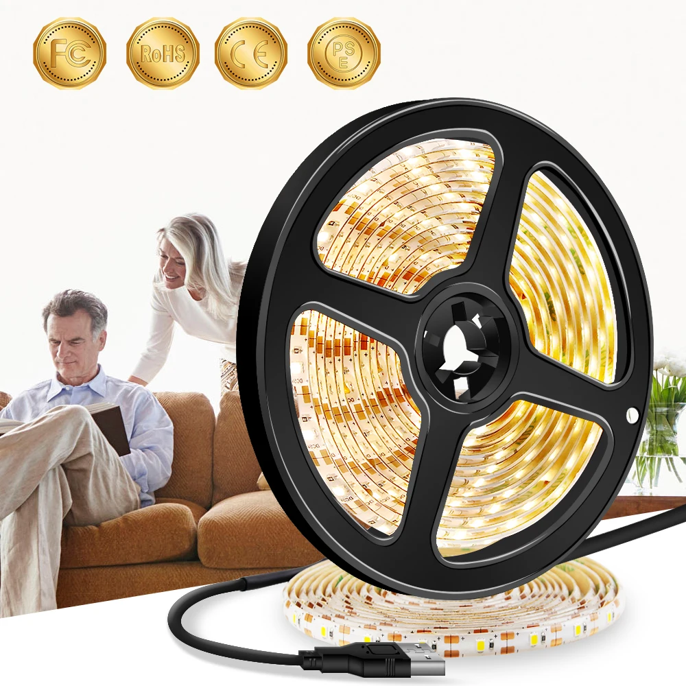 

USB LED Strip lamp DC 5V LED Diode Flexible Waterproof LED Light Tape TV Desktop Screen Background Bias lighting bar 2835 SMD