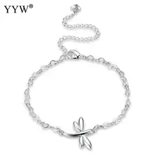 Модные женские Нержавеющая сталь бижутерия на лодыжки браслет со стрекозой бижутерия для ног подарок для дам