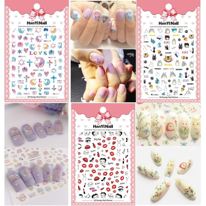 

Nails Art Manicure Japan Cartoon Sticker One Piece Decorations Pokemon Totoro Design Pirate Brand Cat Deer Nail Stickers Decals
