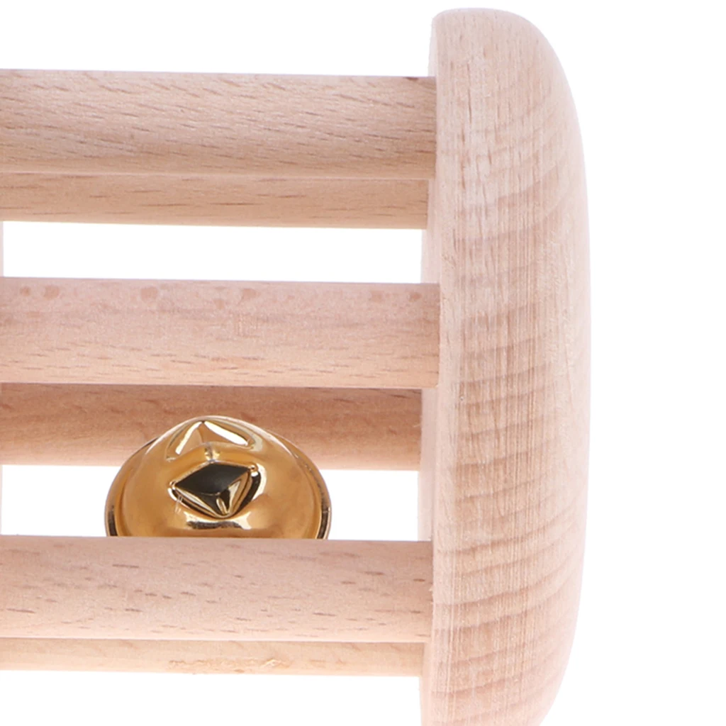 Montessori Styled Natural Wooden Baby Rattle Grasping Sensory Toy for Baby Toddlers Developmental - Handbell Rattle