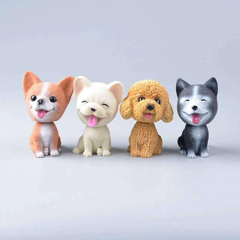 

Koteta Animal Nodding Dog Resin Action Figure Bulldog Husky Teddy Corgi Shaking Head Toy for Car Decoration Kids Toys Figurine