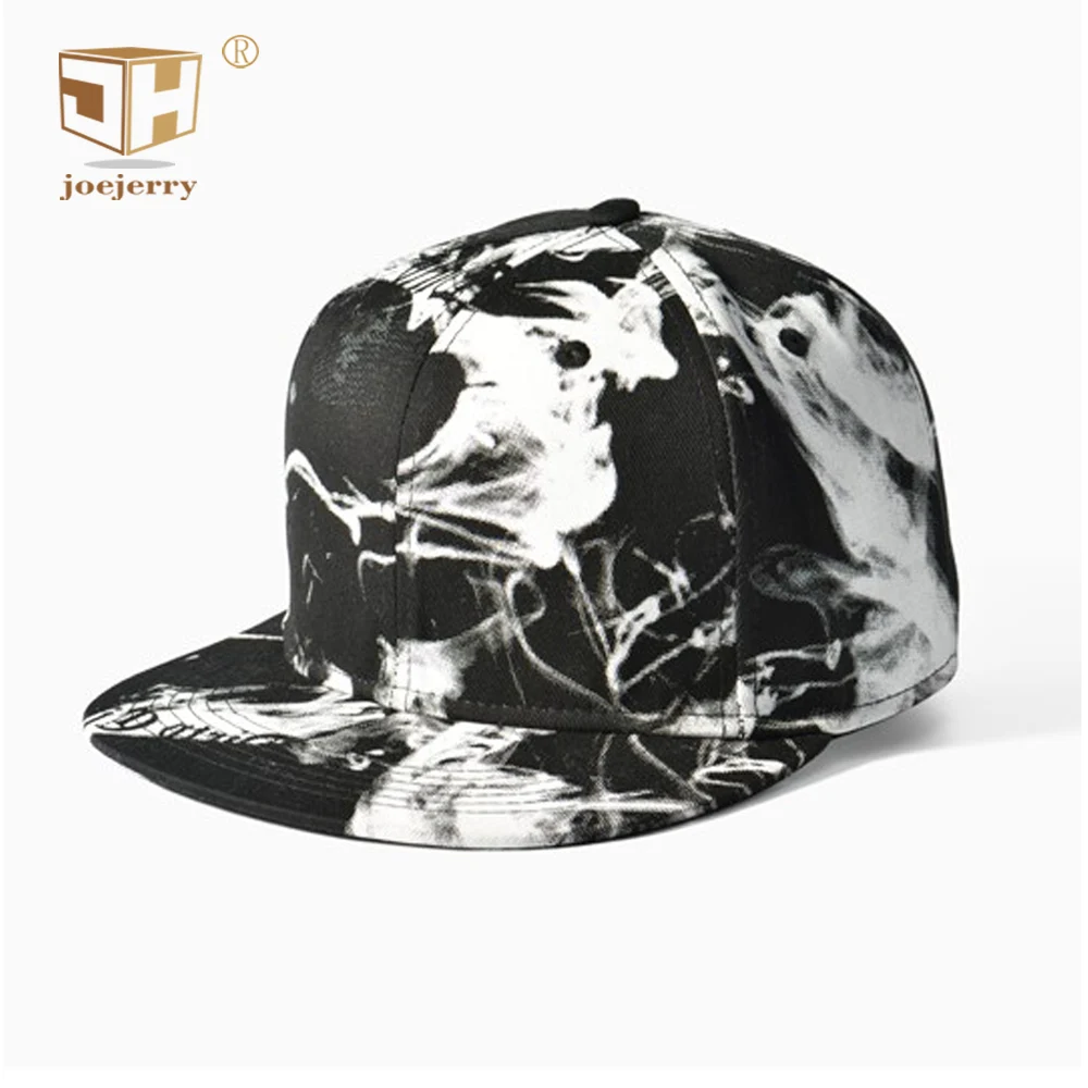 

joejerry Ink 3D Printed Baseball Cap Hip Hop Men Women Snapback Black White Flat Cap Graffiti Size Adjust