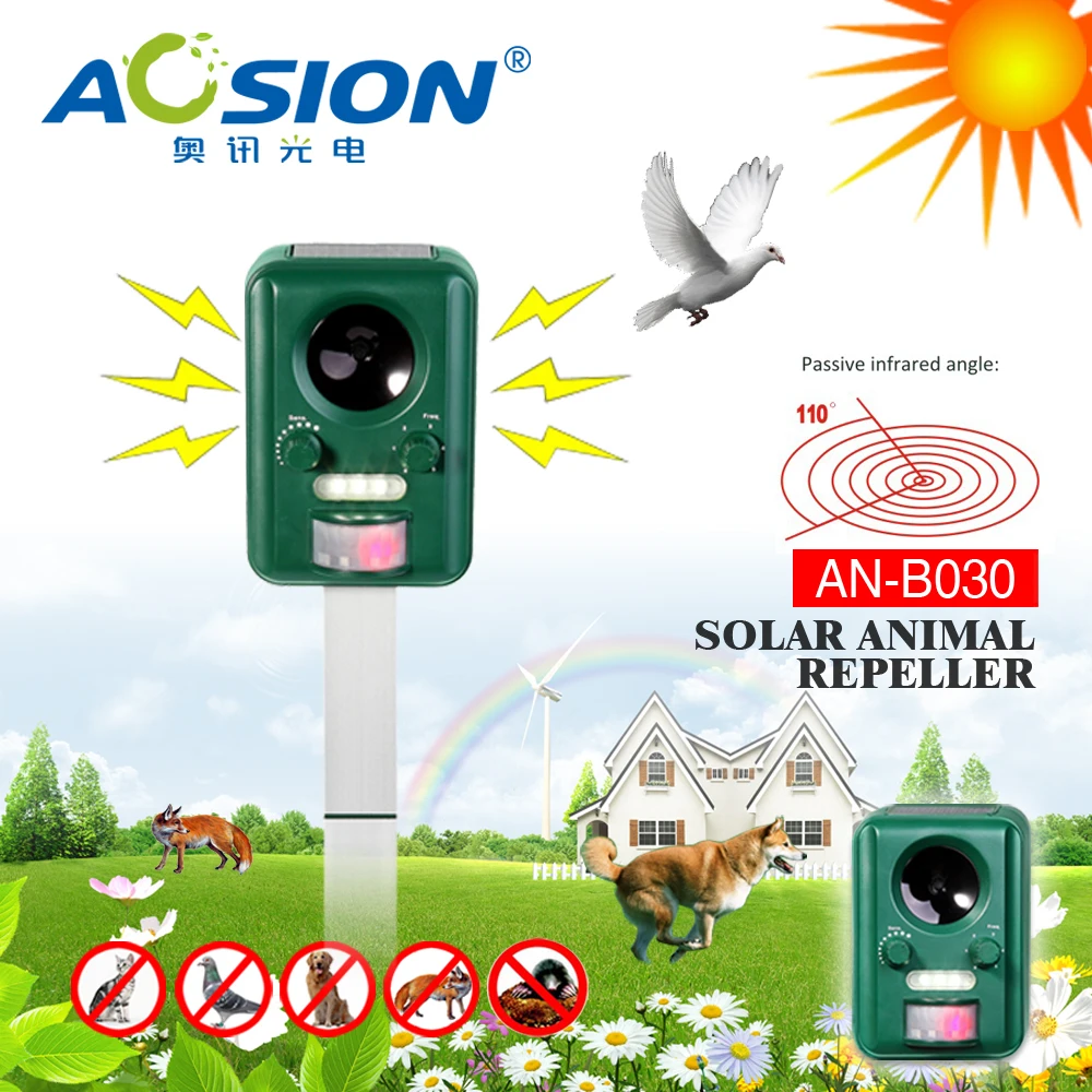 Aosion Outdoor Solar Animal Repeller With PIR Sensor Birds Cats Dogs