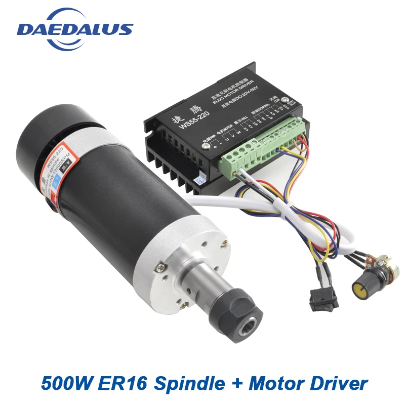 

Spindle 500W CNC Brushless Spindle Motor Air Cooled ER16 Drill Chuck+Stepper Motor Driver CNC Controller For Engraver Machine