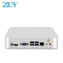 XCY мини настольных ПК Intel Celeron n2810 Windows 10 Linux 4 ГБ Оперативная память 60 ГБ SSD HDMI VGA 4 * USB Wi-Fi 1000 м Ethernet неттоп ТВ коробка