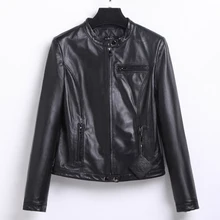 YOLANFAIRY Cuero Genuino, Женская куртка из овчины, кожаные куртки, весна-осень, черные, короткие, тонкие, мотоциклетные, уличная одежда, 5518 MF166