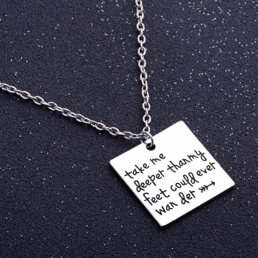 Bespmosp 24PC/Lot Wholesale Arrow Take me deeper than my feet could ever wander Charm Chain Pendant Necklace Jewelry Fashion Hot | Украшения