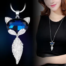 Трендовое Кристальное ожерелье и подвеска в виде лисы для женщин, стразы, ожерелье в виде животного, модное ювелирное изделие