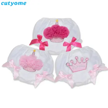 

Cutyome 3pcs/lot Toddler Kids Girls Ruffled Bloomers Pants Cotton Newborn Baby Diaper Cover PP Shorts Infant Birthday Panties