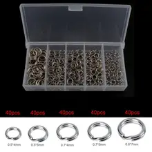 201 шт./лот, рыболовное кольцо из нержавеющей стали, Разъемный зажим, поворотный быстросменный крючок с двойной петлей и коробкой, прочный в использовании