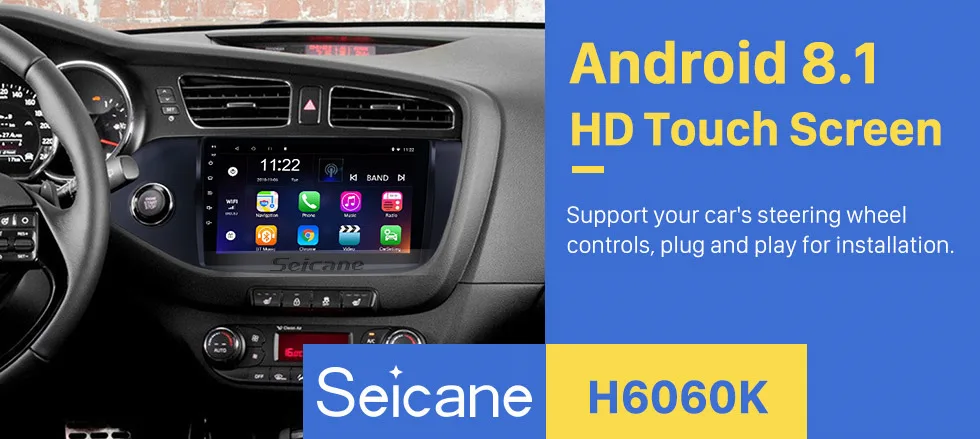 Best Seicane Android 8.1 9" 2din Touchscreen GPS Navi Car autoradio for 2012 2013 2014 Kia Ceed LHD Multimedia Player with 1080P TPMS 0