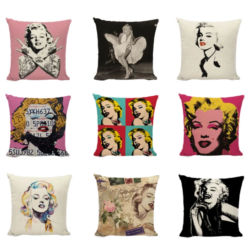 Marilyn Monroe Pillow Case Cotton Home Decorative Cartoon Pillows Cover 45X45cm