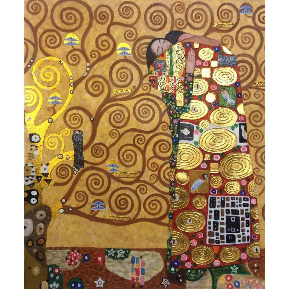 

Wall art Gustav klimt fulfilment woman in gold painting oil on canvas reproduction Hand painted Portrait artwork Home decor