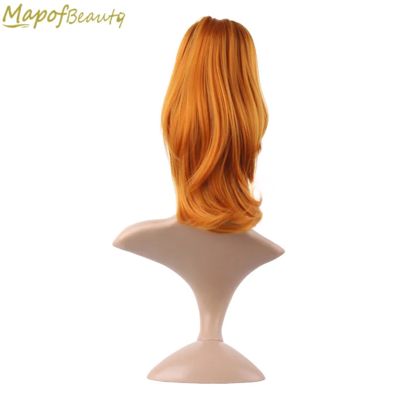 

MapofBeauty Orange Straight Claw Clip In one piece Ponytail Heat Resistant Synthetic Hair Extensions Female Pony Tail Peruca