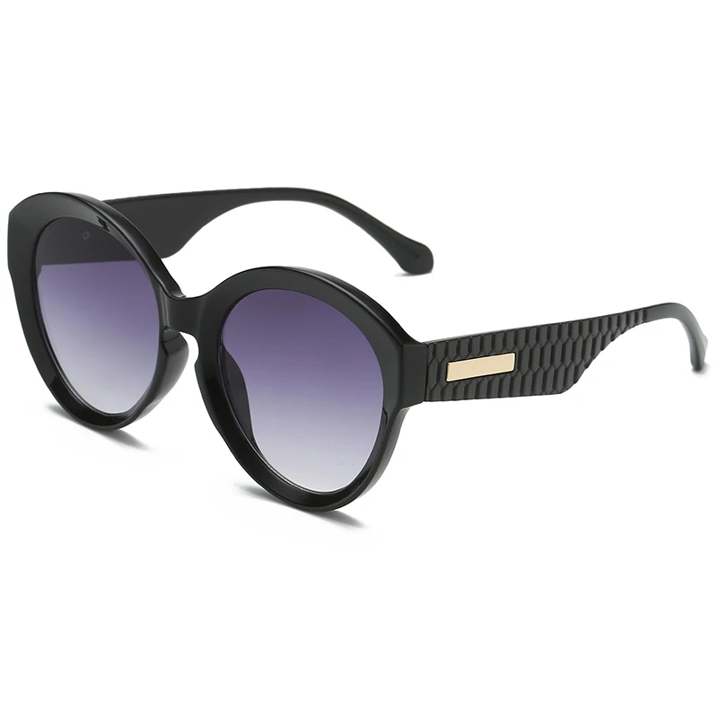 Винтаж Овальные Солнцезащитные очки женские Для мужчин негабаритных Роскошные Брендовая Дизайнерская обувь градиентные солнцезащитные очки большая рамка для очков, круглые, защитные стёкла, UV400 - Цвет линз: black