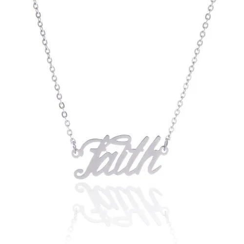 Cursive Design Faith Name Necklace For 