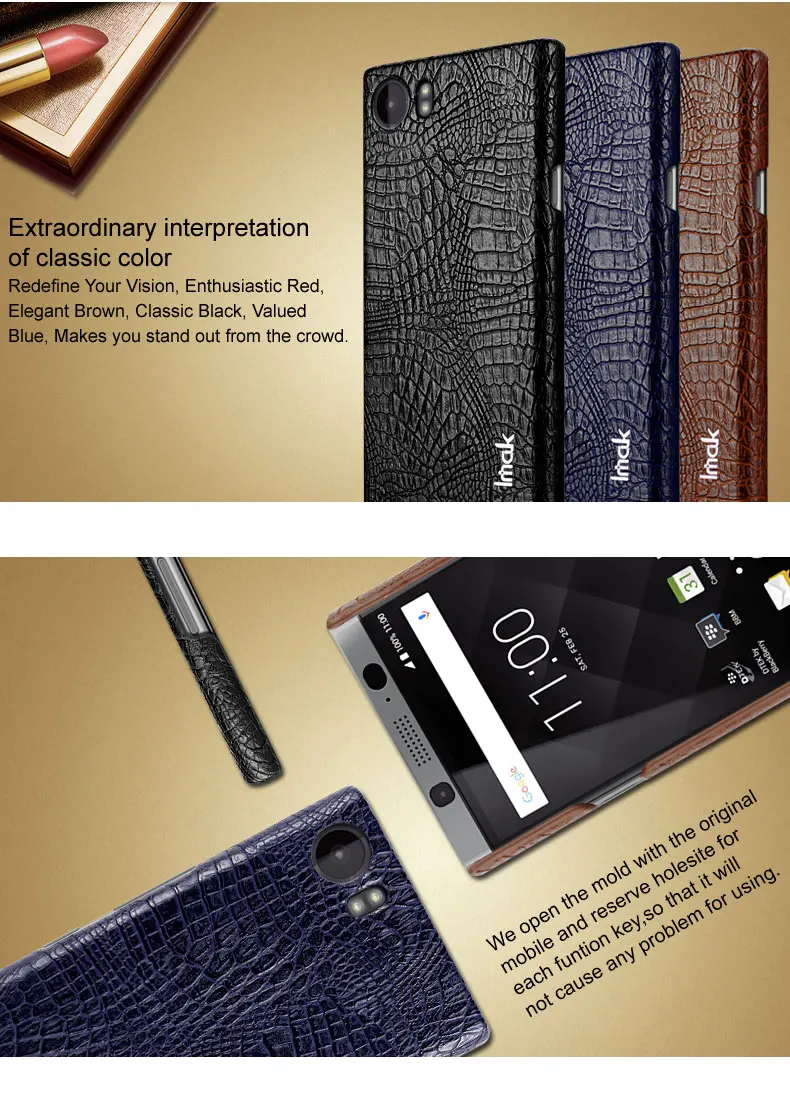Производства IMAK люксовый крокодиловый pu кожаный чехол для Blackberry keyone бизнес задняя крышка чехол на корпус телефона для Blackberry Mercury DTEK70