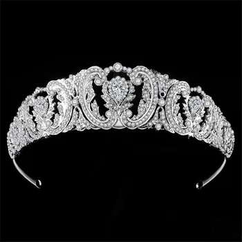 

Bride Crown Wedding Accessories Royal Queen Princess Zircon Crystal Headbands Bridal Tiara Hair Jewelry Ornaments Fashion Prom