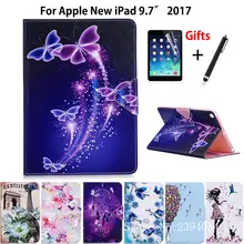 Чехол для планшета Apple, iPad 9,7,,, A1822, A1893, 9,7 дюймов, умный чехол, модный Чехол С Откидывающейся Крышкой и кошкой для девочек+ пленка+ ручка
