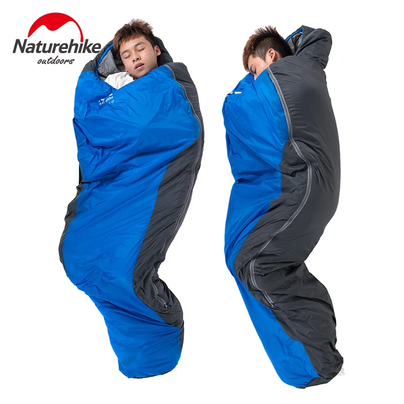 

Outdoor Widen Mummy Sleeping Bag Super Light Cotton Hoodie Sleeping Bags Mini Splicing PortableCamping Spring Autumn Blue Orange