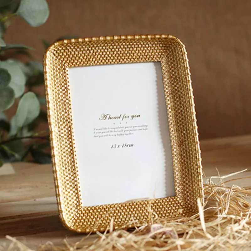 Креативная Серебряная фоторамка из смолы, ретро золотая круглая прямоугольная картина, сертификат, свадебные украшения для спальни