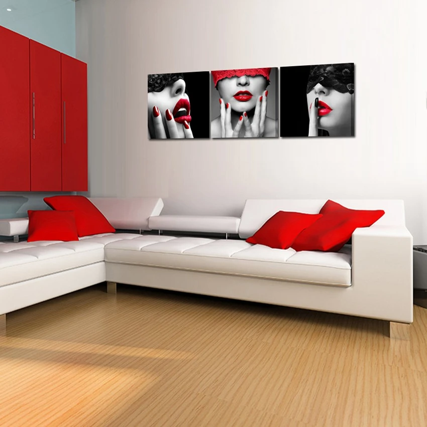 Black Red Sexy Lips Canvas Prints Morden Artwork Home Decoration Abstract Picture for Living Room Lobby Wall Decor Drop Shipping