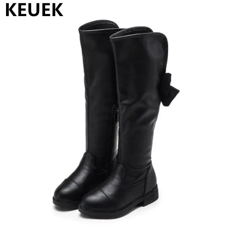 

2018 New Children Shoes Girls Butterfly-knot Black Over-the-Knee High Boots Spring/Autumn And Winter Snow Boots Kids Baby 04
