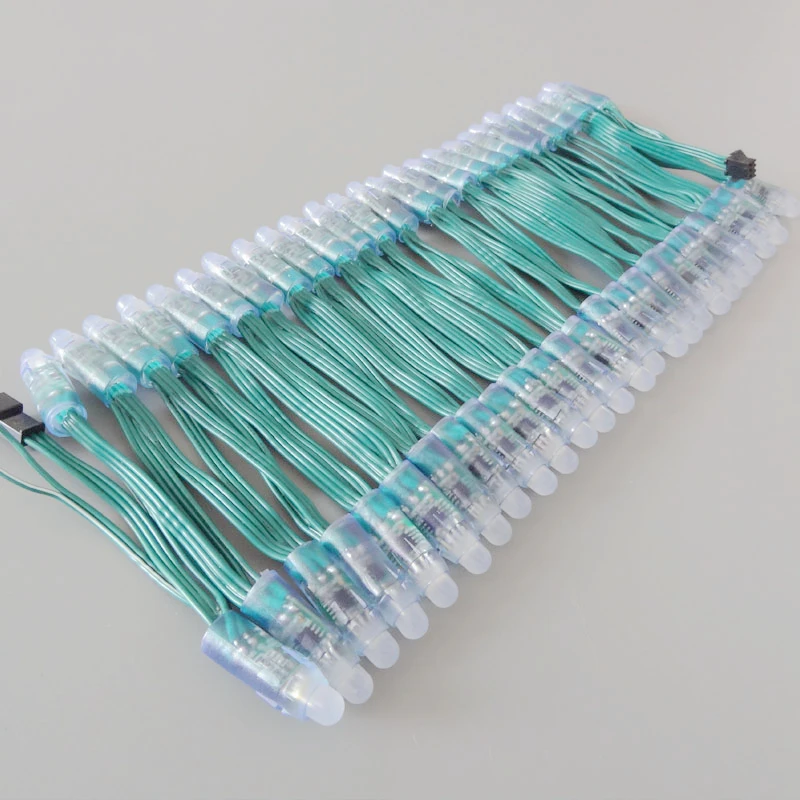 

50pcs 12mm WS2811 Full Color LED pixel module RGB 2811 IC LED pixel string DC5V Green wire Waterproof