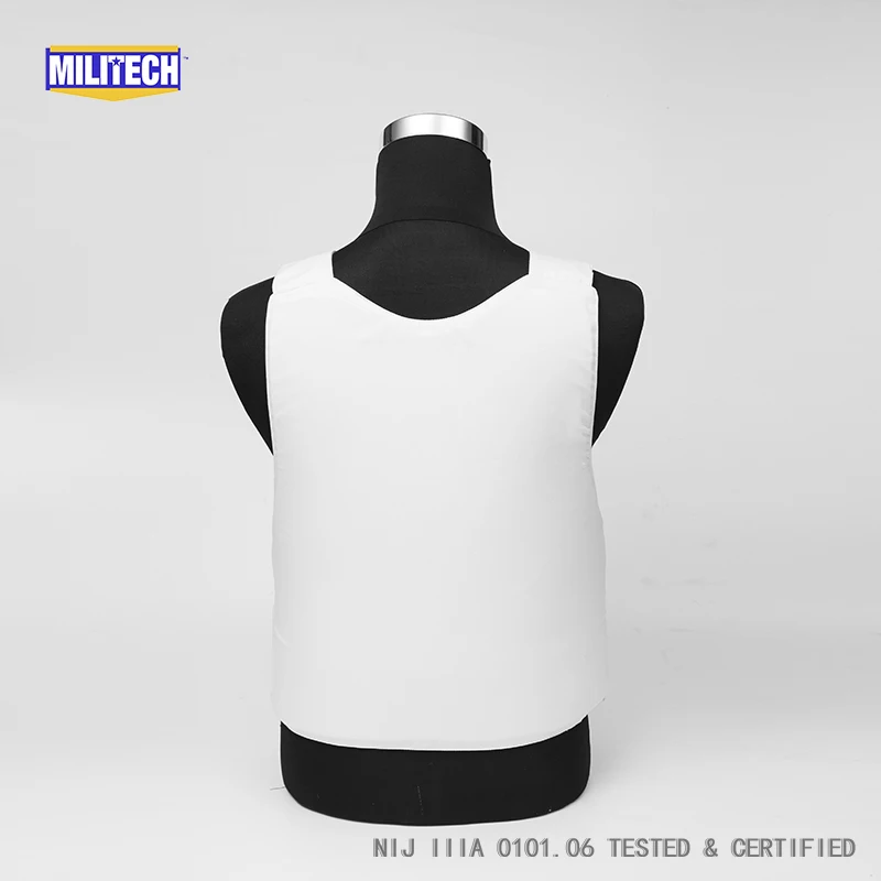 Militech White NIJ IIIA 3A and Level 1 Stab Concealable Twaron Aramid Bulletproof Vest Covert Ballistic Bullet Proof Vest