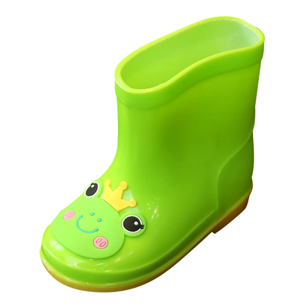 Новые детские непромокаемые сапоги для маленьких мальчиков и девочек; водонепроницаемая обувь из ПВХ с рисунком животных; Нескользящие резиновые сапоги; галоши;# g4 - Цвет: Green