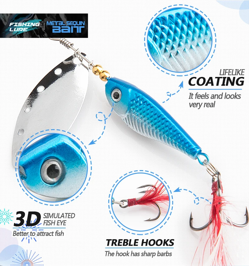spinner Spoon Metal Bait Fishin Lure Sequins Crankbait Spoon baits for Bass Trout Perch pike rotating Fishing (4)