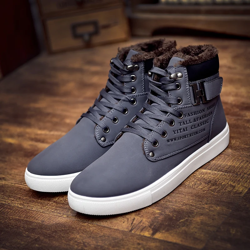 Hot Men Boots Fashion Warm Winter Men shoes Autumn Leather Footwear For Man New High Top Canvas Casual Shoes Men