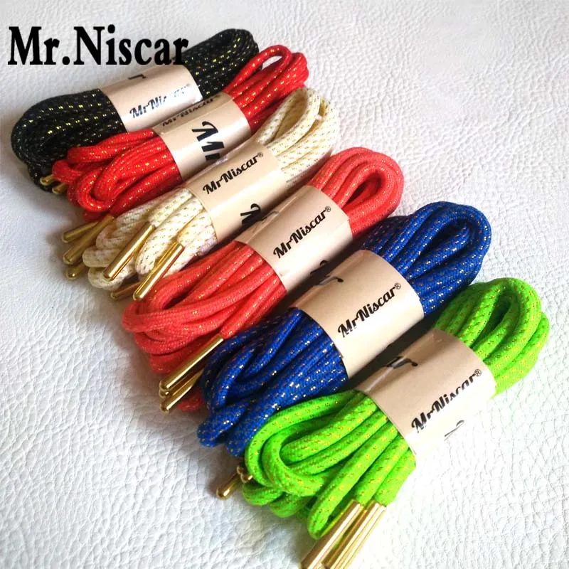 

Mr.Niscar 5 Pair Round Shoelaces Metal Gold Wire Shoelace Sports Basketball Strings Bootlaces Outdoor Hiking Casual Shoe Laces
