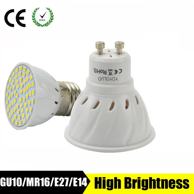 

YOYOLUO Super Bright GU10 LED Spotlight 48LEDS 60LEDS 80LEDS 220V 110V Led Lamp E27 Lampada LED Bulb Energy Saving Home Lighitng