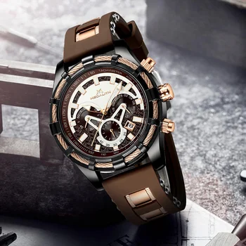 

MEGALITH New Men Watches Male Top Brand Casual Creative Fashion Sports Gym WristWatch Waterproof Clock Brown Montre Hombre 8042