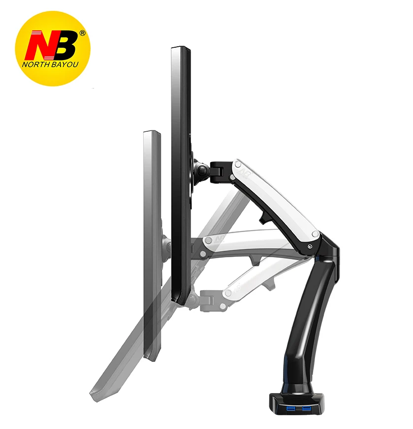 

New NB F100 Gas Spring 17-27 inch Desktop LED TV Mount Monitor Holder Arm Ergonomical Mount with 2USB Port Loading 2~6.5kgs