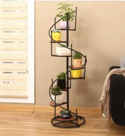 European And American Iron Vase Solid Wood Floor Rotary Display European And American Iron Vase Solid Wood Floor Rotary Display Stand Multilayer Balcony Living Room Bag Storage Shelf In Vases From Home Garden On