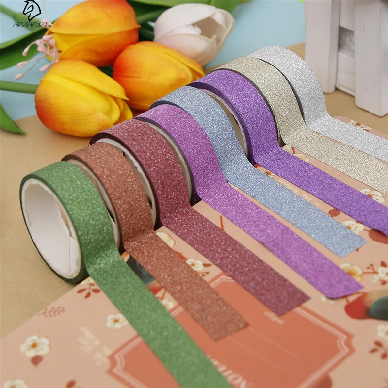 

1pcs 5m Kawaii Glitter Matte Tape 8 Colors Book Decor Washi Tape Scrapbooking Card Adhesive Paper Sticker DIY Craft Gift