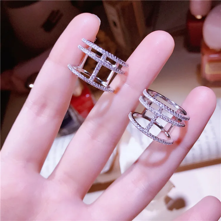 

Luxury jewelry Pure 925 Sterling Silver Jewelry For Women Wedding Jewelry Star Rings Top Quality Ring 678