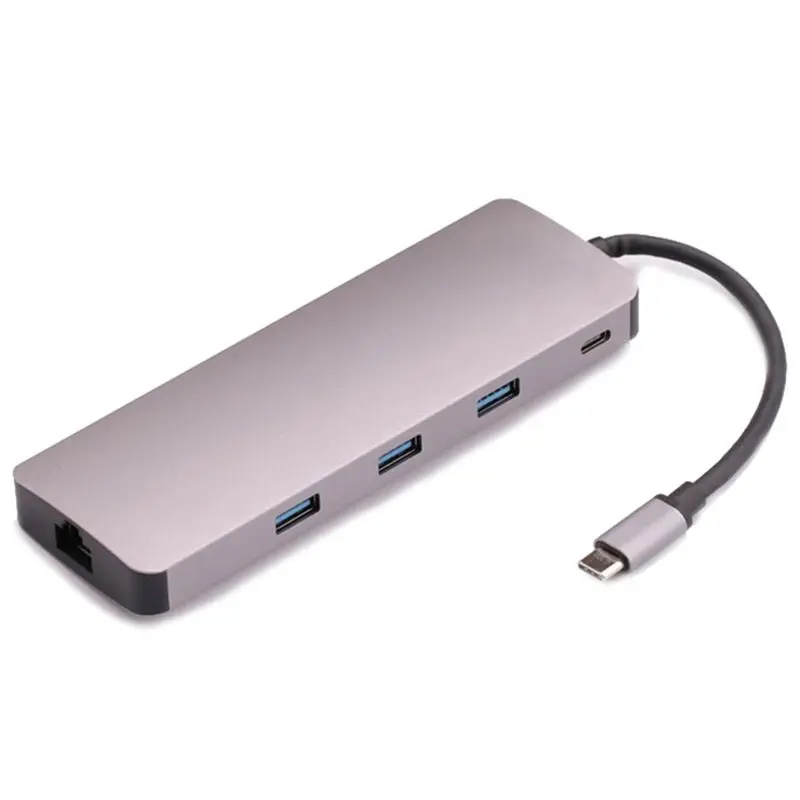 9 в 1 Тип C для питания 4K видео Hdmi Tv Vga 1000 Мбит/с гигабитный Ethernet Lan кабель адаптер 3 Usb