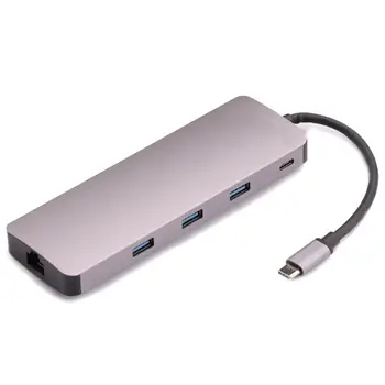 

9 In 1 Type C To Power Delivery 4K Video Hdmi Tv Vga 1000Mbps Gigabit Ethernet Lan Cable Adapter 3 Usb 3.0 Hub Sd Tf Card Read