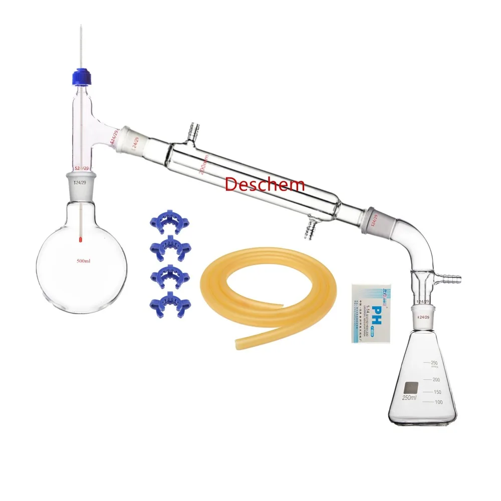 500ml Glass Distillation Apparatus Kit With 250ml 24/29 Erlenmeyer
