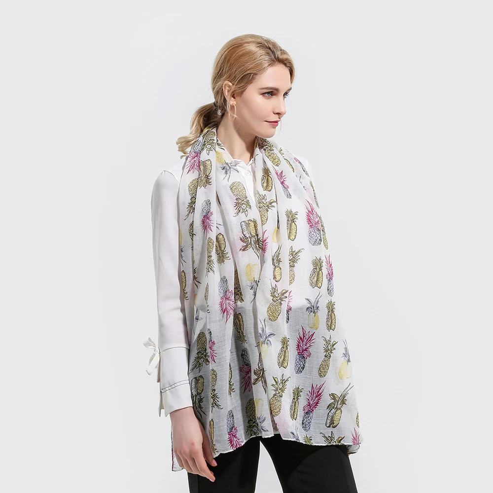 HIGH QUALITY Glitter Pineapple Fruit Print Women/'s Scarf Shawl