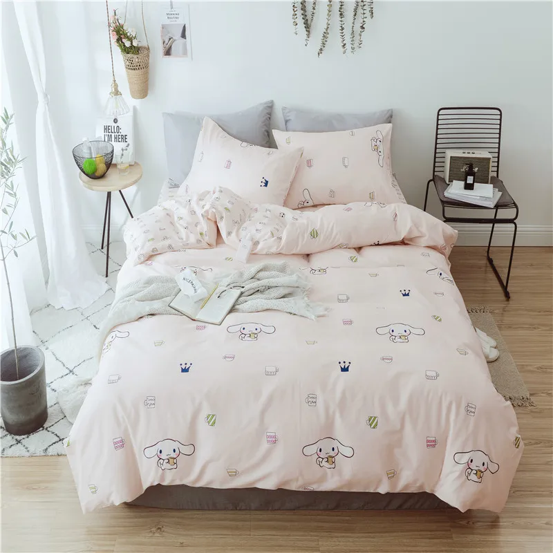 

Light Pink Cartoon Pattern Bedding Sets Bed Linen Fashion Simple Style Bedding Set Winter Full King Queen Size Duvet Cover Set