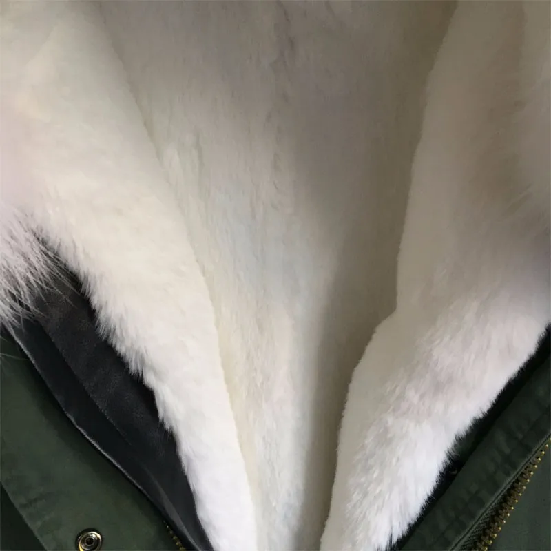 Cheap New Collection Long version White pure color Faux fur liner Jacket Raccoon fur White big size Collar Winter Jacket 22