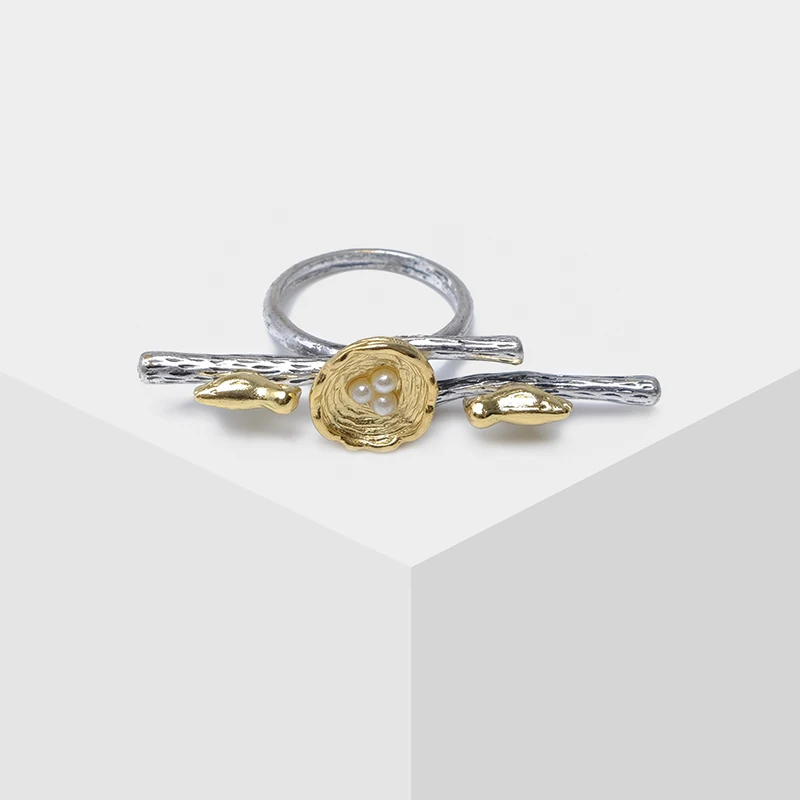 

Amorita boutique Metal bird nest tree branch animal fashion rings