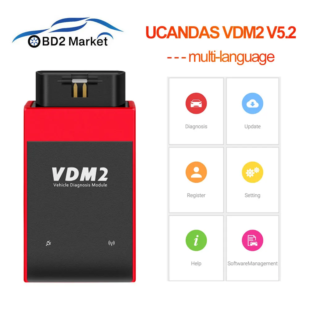 

UCANDAS VDM2 VDM 2 VDM II V5.2 full systems car Diagnostic OBD2 Scanner for Android Free update online Better than M diag