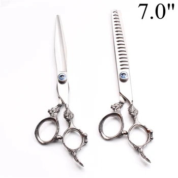 

7" 19.5cm 440C Engraving Logo Pets Hair Shears Cutting Scissors Thinning Shears Professional Hairstyle Human Hair Scissors C9107