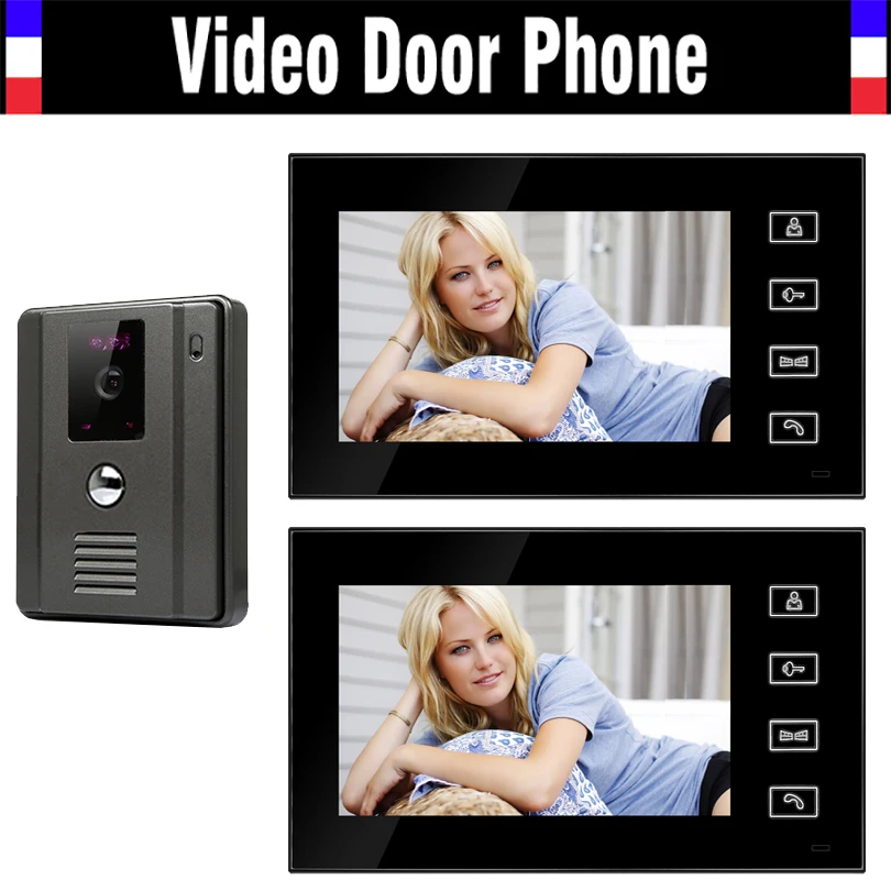 7 Inch Touch Screen Video Door Phone Intercom System IR Night Version Camera Video Intercom Kit for House Villa